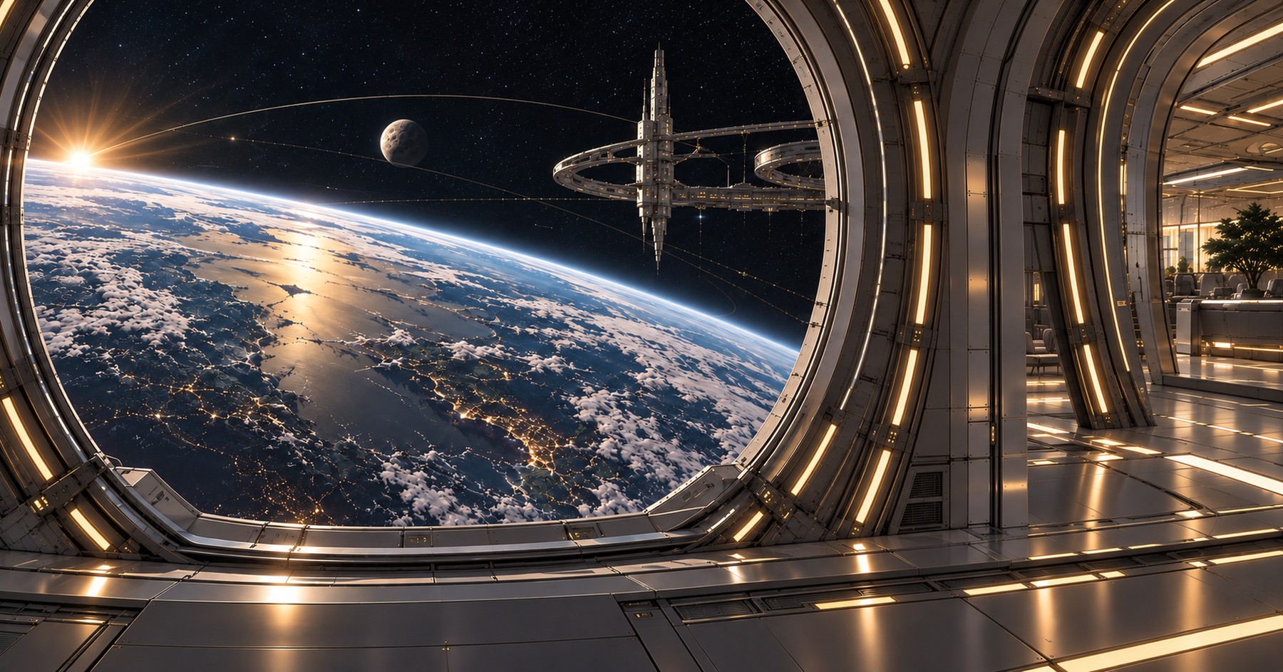 Orbital Terminal artwork featuring a cinematic orbital station above Earth